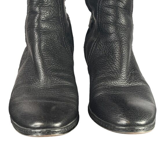 Circa Joan & David Black Leather Suede Knee High Tall Boots WOMENS SIZE 6.5 Moto - Picture 7 of 13